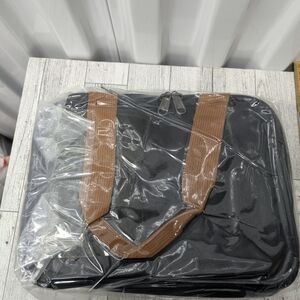 Stylish Black Lunchbox with Brown Straps